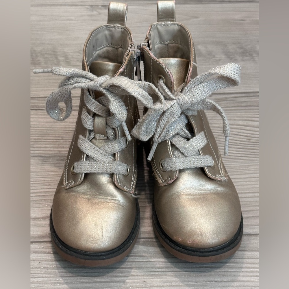 Cat & Jack Metallic Gold Lace-Up Toddler Boots